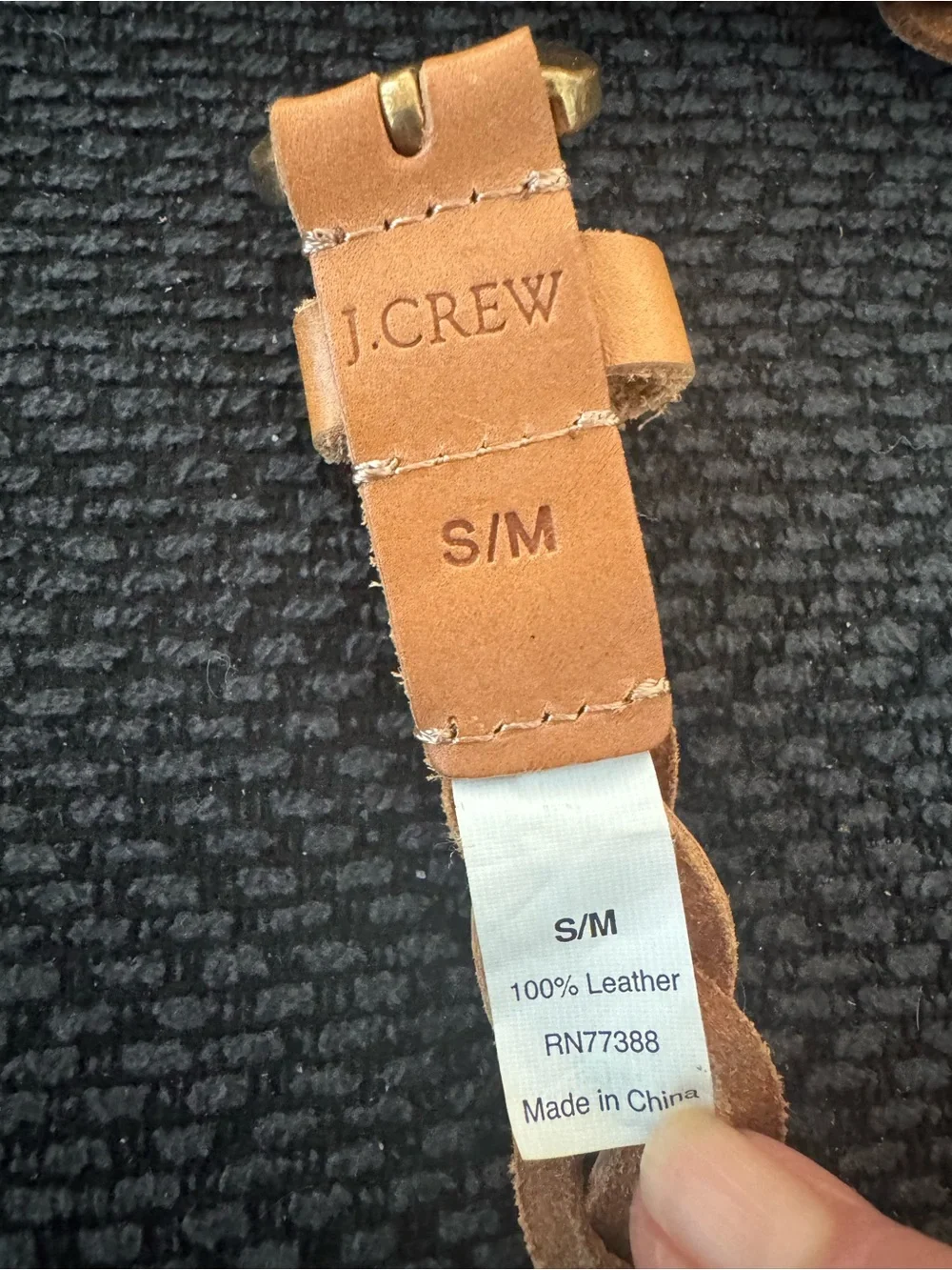 J.Crew Vintage-Inspired Braided & Beaded Leather Belt – Tan/Brown – Brass Buckle
